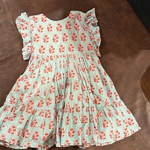Pink Chicken Floral Kids Dress with Ruffles